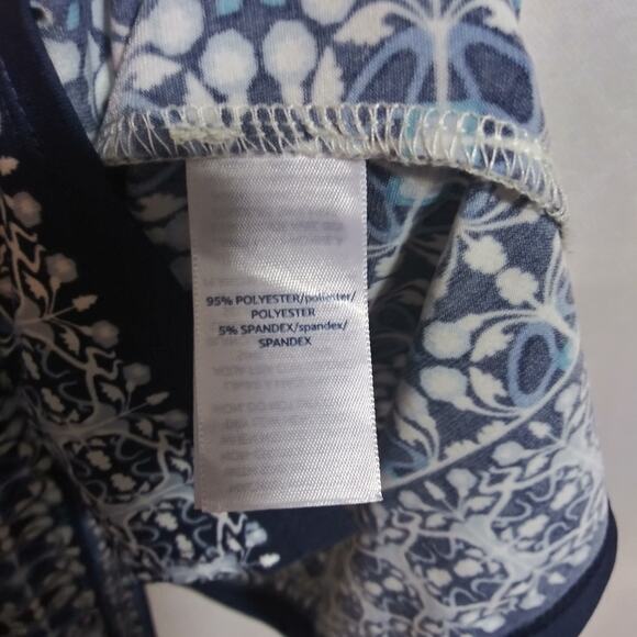 Lark & Ro Cap Sleeves Wrap Dress Blue Patterned Casual Vacation Size M - Picture 5 of 7